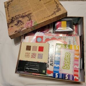 Decorative Craft Box with Scrapbook Supplies